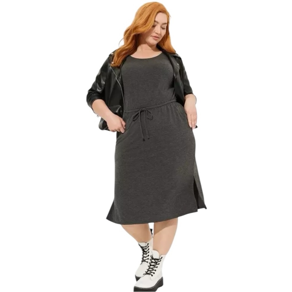 NWT Torrid Midi Jersey Cross Back Slit Dress Size 0 Large